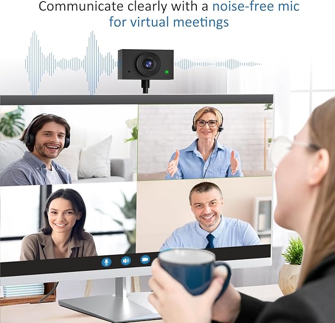 Webcam for PC, Streaming Camera, Web Camera for Desktop/Laptop Computer Webcam with Microphone, Plug and Play USB Web Cam with Bracket, Manual Focus, for Live Streaming, Video Calls (Black, 1080P)