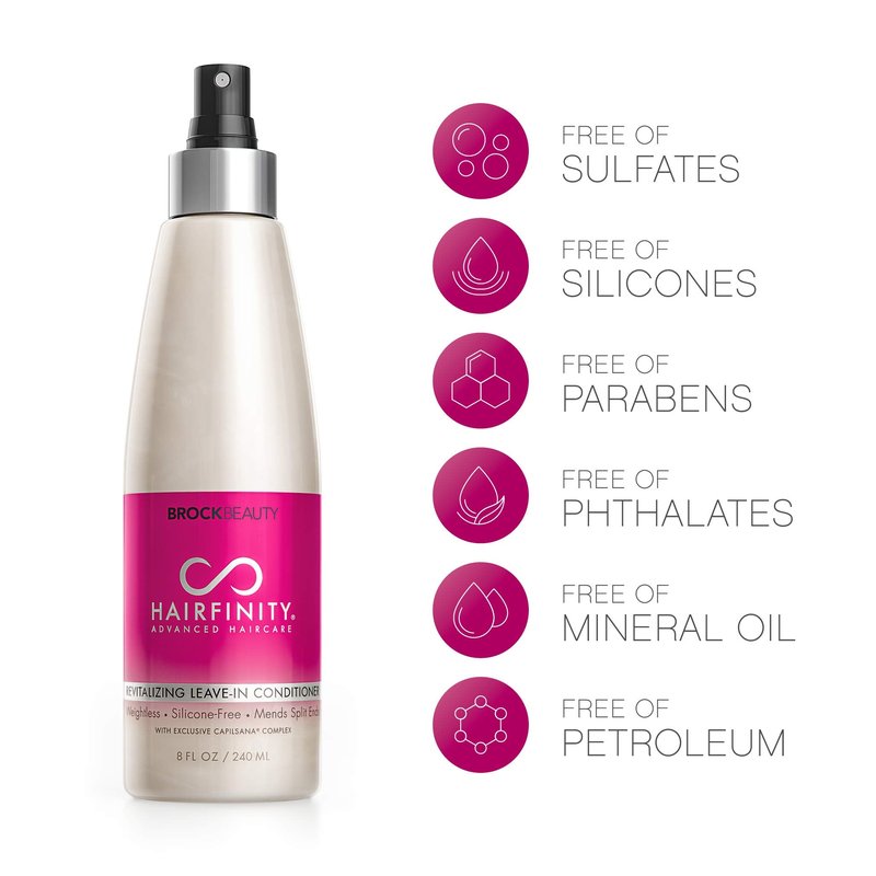 Hairfinity Revitalizing Leave In Conditioner - Biotin Growth Treatment for Dry, Damaged Hair and Scalp - Silicone Free Heat Protection Formula Mends Split Ends with Quinoa and Jojoba Oil 8 oz