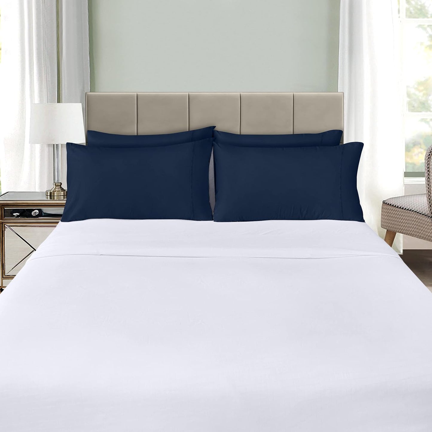 Utopia Bedding Standard Pillow Cases - 12 Pack - Soft Brushed Microfiber - Navy, 20 X 26 Inches