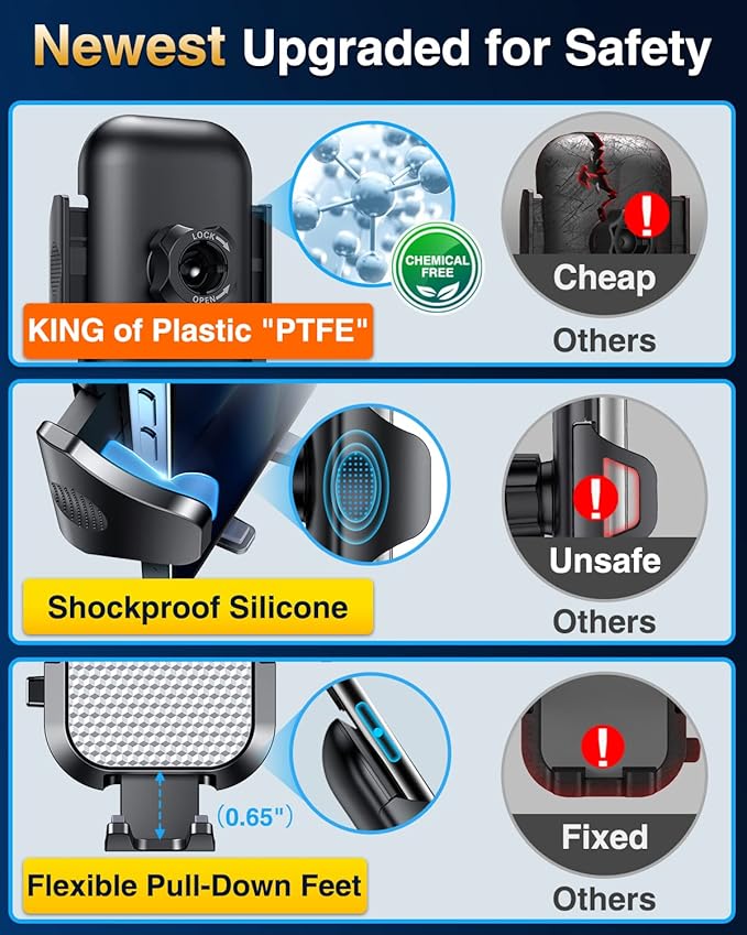 VANMASS 2026【True Military-Grade】 Phone Holders for Your Car 【90 LBS Strongest Suction & Clip】 Ultimate Cell Phone Mount Dashboard Window Vent for iPhone 17 Pro Max 16 15 14 13 Samsung Android Truck