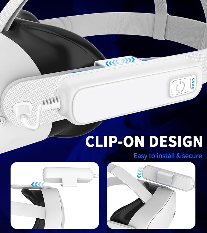 YRXVW Battery Pack for Meta/Oculus Quest 3S/3/2,5000mAh Battery VR Charger, Extend 2-4 Hours Playtime, Lightweight Fast Charging VR Headset Safe Power Bank for Meta Quest 3S/3/2 Accessories