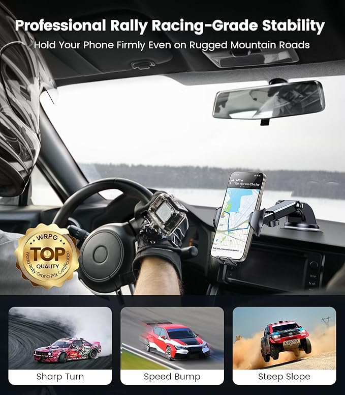 VICSEED [No.1 Powerful Suction] [Rally Racing-Grade Stability] Phone Holders for Your Car 2026 Upgraded Car Phone Holder Mount Truck Stand for Dashboard Windshield Vent for iPhone Samsung All Phones