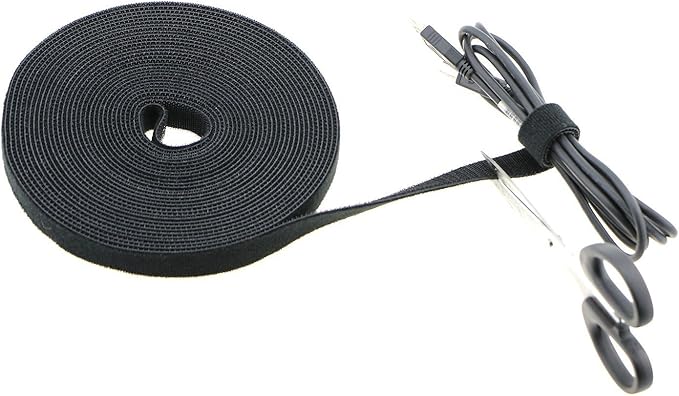 Pasow Fastening Tape Cable Tie Double Side Nylon Power Wire Management 3/4Inch 1 Roll Hook (5 Yards, Style 1)
