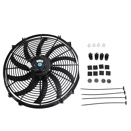 FSBCGT 2PCS 16 Inch Universal Slim Fan Push Pull Electric Radiator Cooling 12V 120W Mount Kit Black