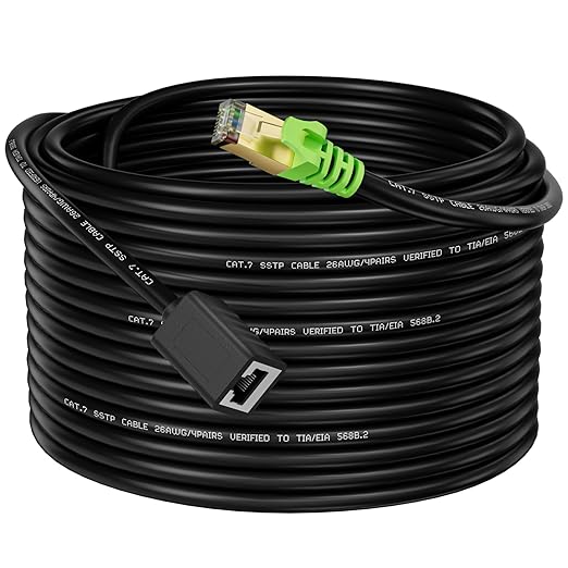 Weetcoocm Ethernet Extension Cable 30ft, Network Cat6a Extension Patch Cable RJ45 Cords Shielded Male to Female Connector (30FT)