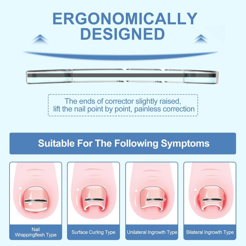 12Pcs Ingrown Toenail Corrector Strips for Curved Toenail Quick Relief,4 Multi-Sizes Ingrown Toenail Treatment Relief Tools Kit for Home Use