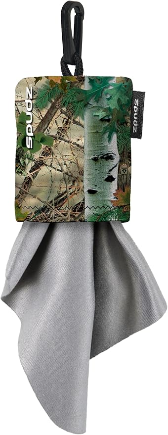 SPUDZ Classic Microfiber Lens Cleaner – Clip-On Pouch, Washable – for Binoculars, Scopes, Glasses, Screens | Classic | Alpine Mountain Camo, 6 x 6 Inch (2-Pack)
