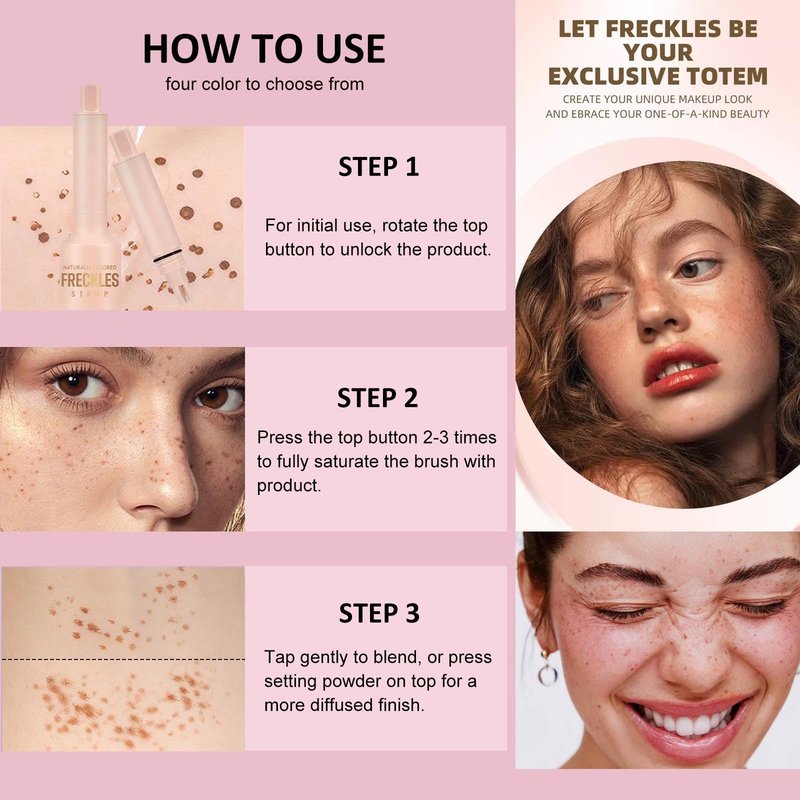 Hyesamyo Freckle Stamp Waterproof Sweatproof Long-Lasting Natural 4 Styles Freckle Makeup Tool (02# Medium)