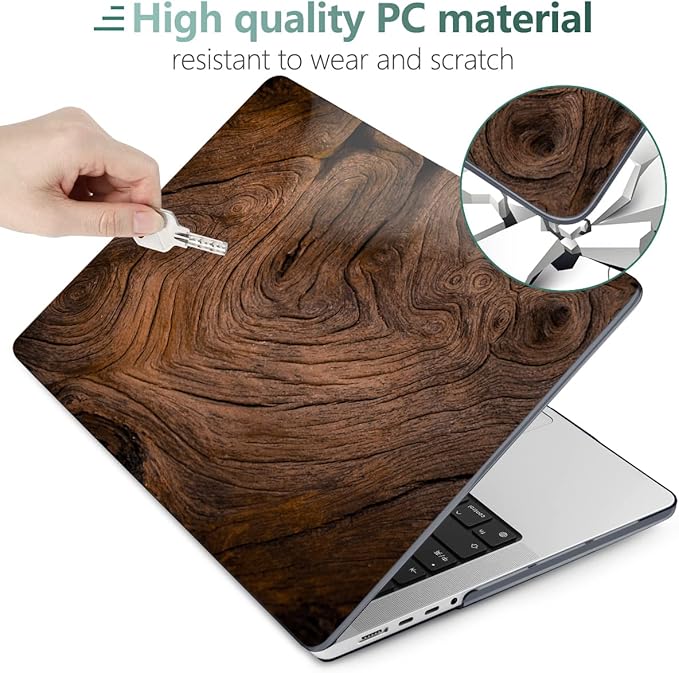 DONGKE Compatible with MacBook Pro 16 Inch Case (2026-2021 Release, M5 M4 M3 M2 M1 Pro/Max Chip), Plastic Hard Shell Cover with Keyboard Cover & Screen Protector for MacBook Pro 16", Wood Grain