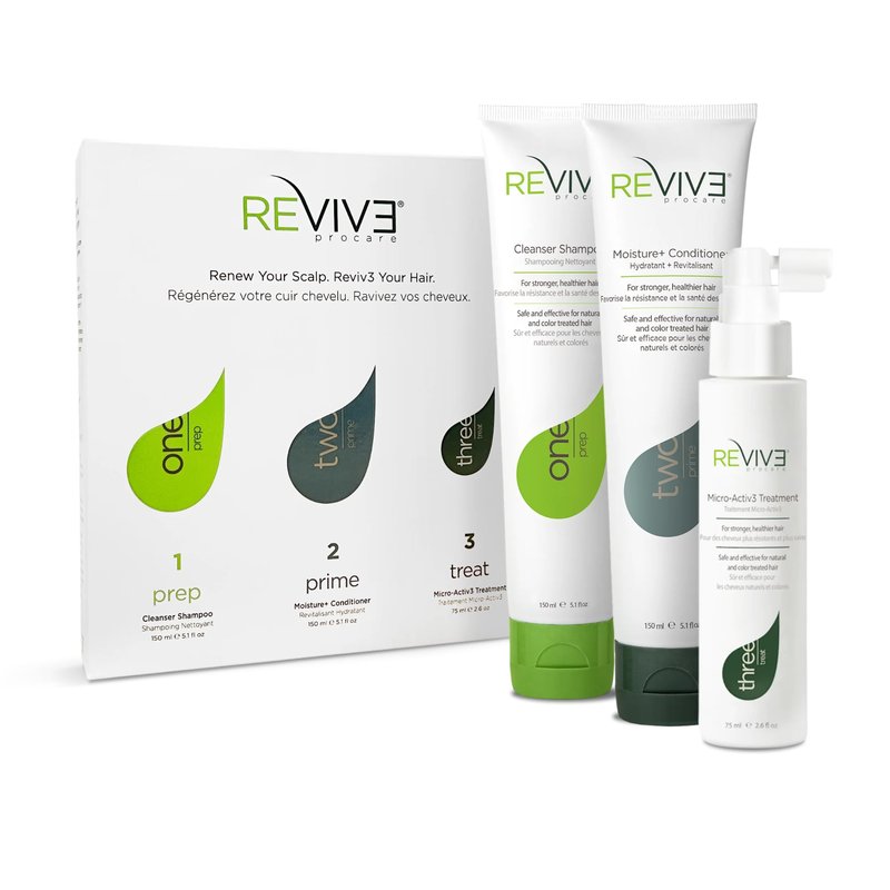REVIV3 Procare 30 Day Trial Kit - 3-Part System for Fine and Thinning Hair - Sulfate and Paraben Free - Leave-In Hair Treatment Shampoo and Conditioner - Thinning Hair Treatment for Men and Women