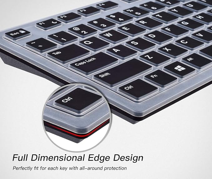 Keyboard Cover for DELL KB216 KB216b KB216t KB216d KB216p Wired & KM636 & Dell Optiplex 5250 3050 3240 5460 7450 705, Dell Inspiron 24" 27" 7700/7790/3475/3670/3477 All-in one Desktop Keyboard -Black