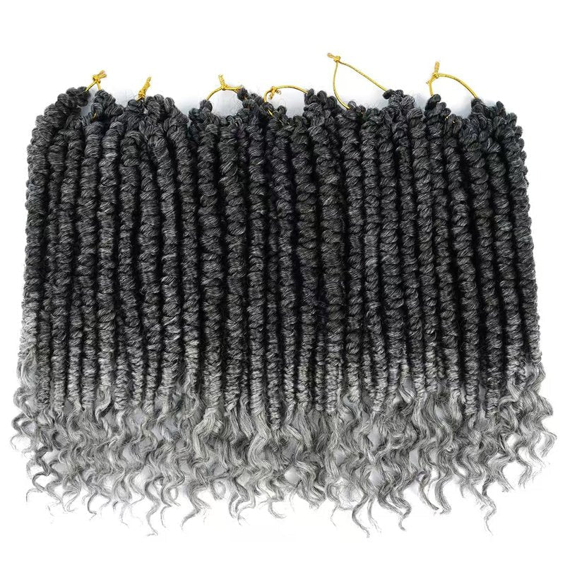 Senegalese Twist Crochet Braids - 12 Inch Synthetic Grey Hair Extensions for Black Women | 6 Packs T1B/Grey