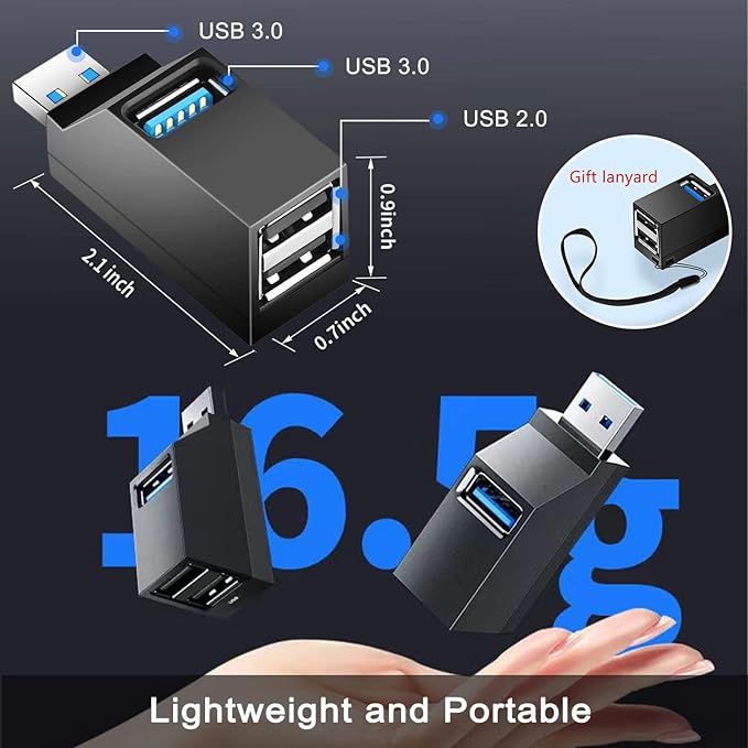 VIENON 3-Port USB Adapter, USB Hub 3.0, USB-A Splitter 1 to 3 for Keyborad, Mobile Hard Disk, U Disk, Camera, Mouse etc