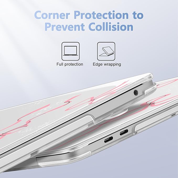 Lepeoac Case for MacBook Pro 13 inch Case M2 2022-2016 A2338 M1 A2251 A2289 A2159 A1989 A1708 A1706, Plastic Hard Shell + Keyboard Cover + Dust Plug, Star Bow