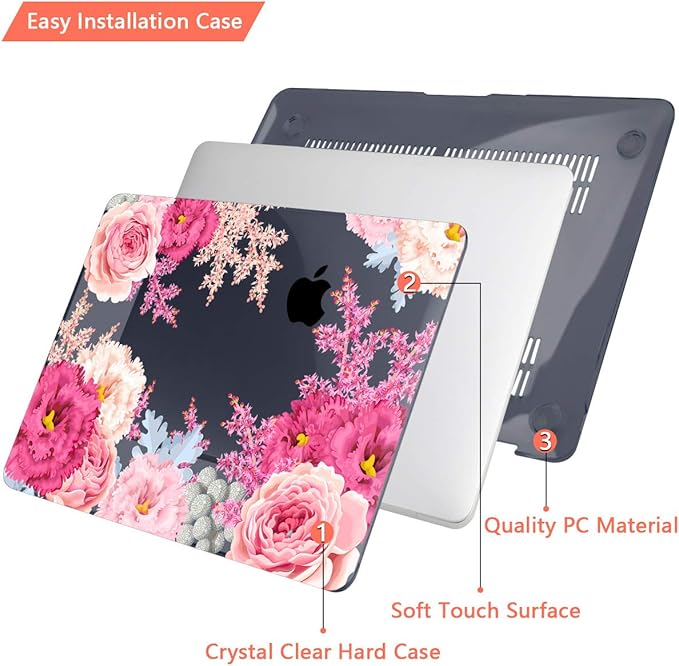 CISSOOK Gorgeous Floral Case for MacBook Pro 14 Inch 2026 2025 2024 2023 2021 Release M5 M4 M3 M2 M1, Plastic Hard Shell Case for MacBook Pro 14.2", Gorgeous Flowers