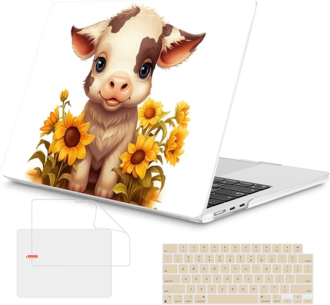 Mektron Case for 2026 MacBook Air 15 INCH M5 A3448 Compatible with M4 A3241 /M3 A3114 /M2 A2941 Printed Plastic Hard Shell Cover with 15.3" Liquid Retina Display Touch ID- Cute Cow