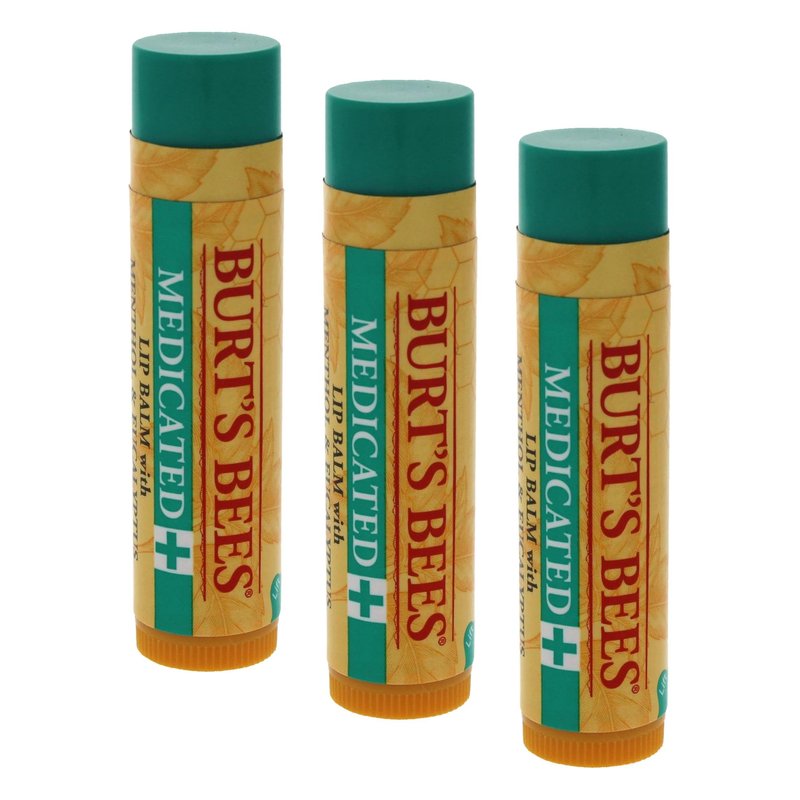 Medicated Moisturizing Lip Balm by Burts Bees for Unisex - 0.15 oz Lip Balm (Pack of 3)