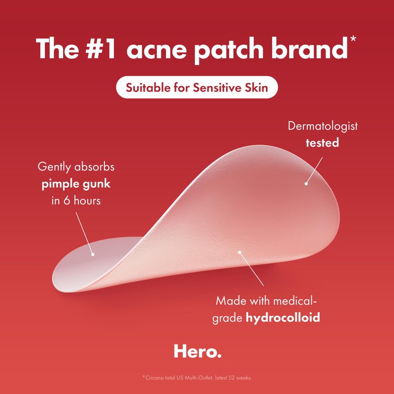 Mighty Patch Original Patch from Hero Cosmetics - #1 Best Selling Hydrocolloid Acne Pimple Patches for Face, Shrinking Zits & Whiteheads in 1 Use, Nighttime Spot Pimple Stickers for Face, 75 Count