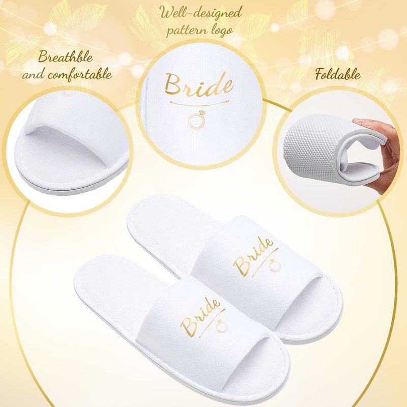Ramede Set of 12 Bridesmaid Slippers, Disposable Wedding Slippers Bulk, Bride & Bridesmaid Tribe Gifts for Wedding Day Bridal Party, Bachelorette Party Favors (one Size Fits Us 6-10)