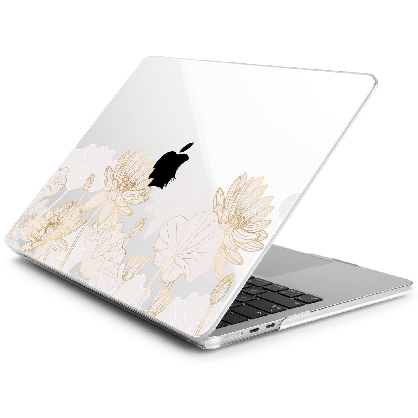 Batianda Premium Case for New MacBook Air 15 inch with M5 M4 M3 M2 Chip 2026 2025 2024 2023 Release, Designed Ultra-Slim Hardshell & Keyboard Cover & Screen Protector 4-in-1 Bundle, Gold Lotus