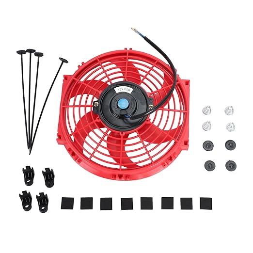 FSBCGT 2PCS 10 inch Slim Fan Push Pull Electric Radiator Cooling 12V 80W Mount Universal Kit Red