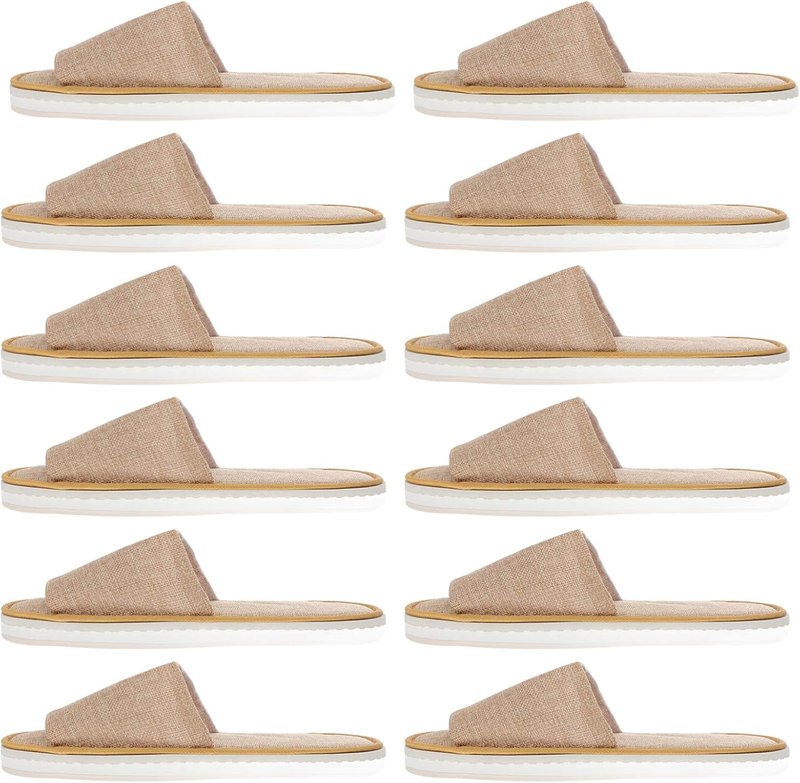 Disposable Travel Slippers - Open Toe Nonslip Indoor Spa Footwear | 6 Pairs for Guests