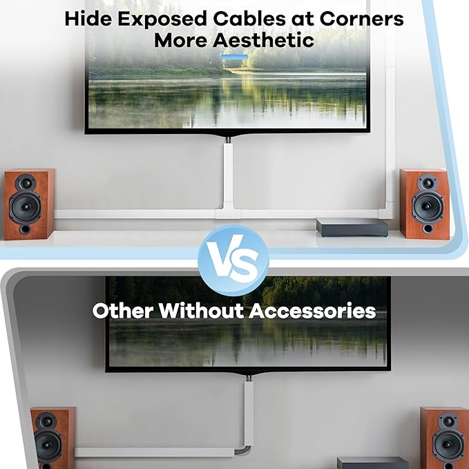 Cord Covers for Wires on Wall Extra-Long, 24ft TV Cord Hider Kit, Paintable Cable Management Concealer, TV Wire Hider for Wall, White Cable Raceway Channel, 8 x L36in x W0.95in x H0.55in