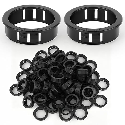 GAGIRA 50PCS 1" Black Cable Snap Bushing Grommet, Snap in Cord Bushing Protect Cables