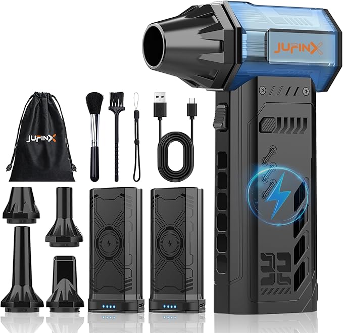 Air Duster - 250,000RPM Compressed Air Duster, Replaceable Batteries 2pcs,Long Life-mini Blower, 3-Gear Adjustable- Electeic Air Duster for Keyboard,PCs,Leaves,Car Cleaning (X301MAX)