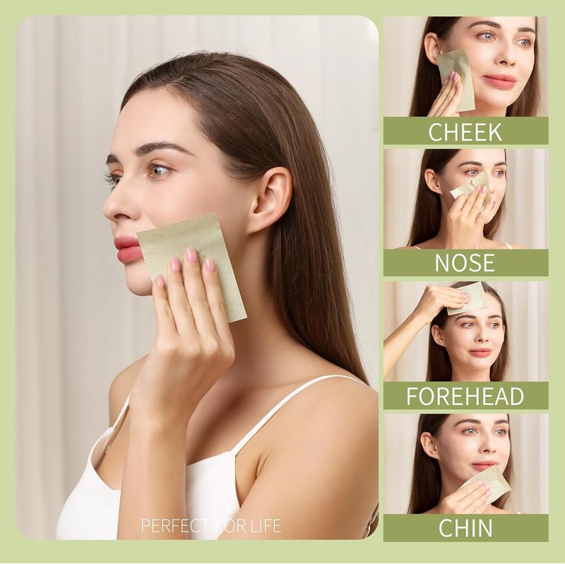 Oil Blotting Sheets for Oily Skin - 2400 Green Tea Absorbent Pads | Large 10cm x 7cm