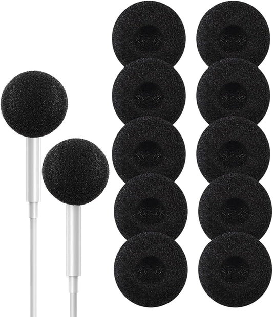 Ear Cushions for Earphone Headphones, Soft Foam 20mm Replacement Covers for Most Standard in-Ear Earphone, Earbuds, Headsets, Walkie Talkies (Black) 10 Pack
