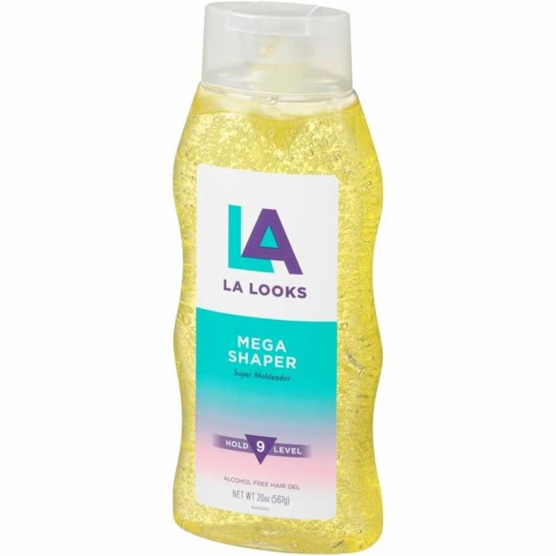 LA Looks Mega Shaper Hair Gel, All-Day Flexible Hold, Healthy Shine, Humidity Resistant, Alcohol-Free, Strong Styling Gel for All Hair Types, Level 9 Hold, 20 oz (Pack of 6)