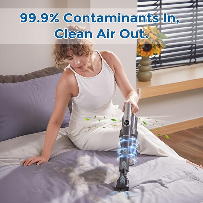 RONEAIR Cordless Vacuum Cleaner Ultra-Lightweight, Pet Vacuum Cleaners for Home with Powerful Suction, Stick Vacuum Cordless Rechargeable, Household Vacuum for Hardwood Floor, Carpet, Pet Hair, Car