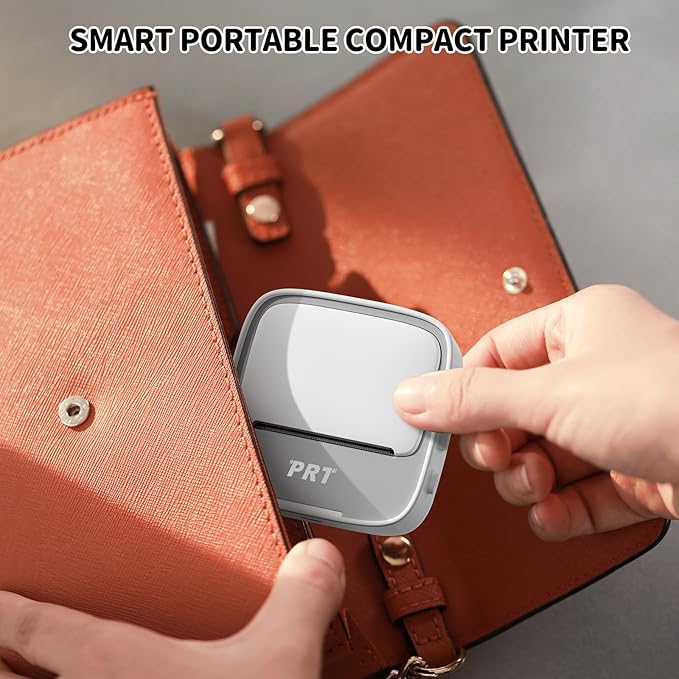 PRT Mini Sticker Printer, Portable Thermal Printer with 1 Roll Sticker Paper, Inkless Sticker Maker, Bluetooth Label Printer for Study Notes,Lists,Pictures,DIY Creations Printers for Home Use, Grey