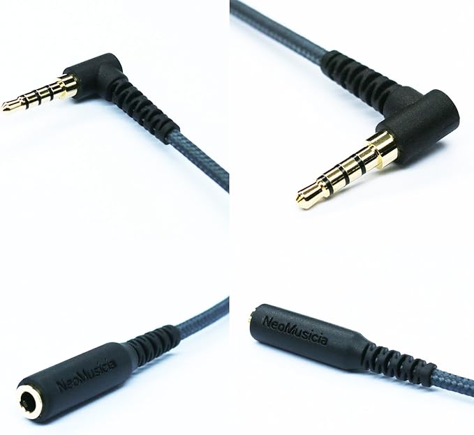 KetDirect 200cm(6ft) Right Angle 4 Pole 3.5mm 1/8 inch Male to 4 Pole 3.5mm 1/8 inch Female Stereo Audio Headphone Earphone Extension Cable Adapter Cord Tangle-Free Braided Wire