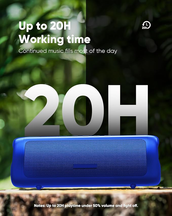 Bluetooth Speaker, 20W HD Sound, Portable Wireless, IPX5 Waterproof, Up to 24H Playtime, TWS, for Home/Party/Outdoor/Camping/Beach Essentials, Birthday Gift for Fathers Day Men Dad Husband (Blue)