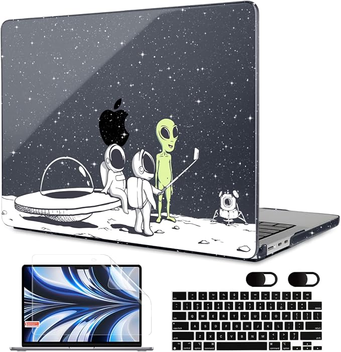 MEEgoodo Case for M5/M4/M3/M2 MacBook Air 13 inch Case 2026 2025 2024 2022, Fit Model A3449/A3240/A3113/A2681, Laptop Hard Shell Compatible with MacBook Air 13.6-inch, Astronauts & Alien