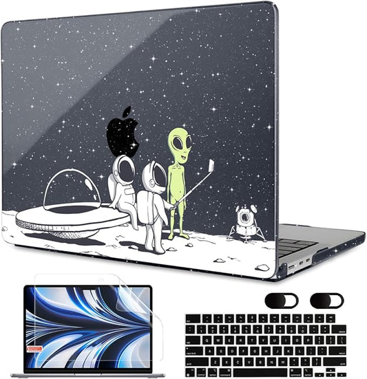 MEEgoodo Case for M5/M4/M3/M2 MacBook Air 13 inch Case 2026 2025 2024 2022, Fit Model A3449/A3240/A3113/A2681, Laptop Hard Shell Compatible with MacBook Air 13.6-inch, Astronauts & Alien