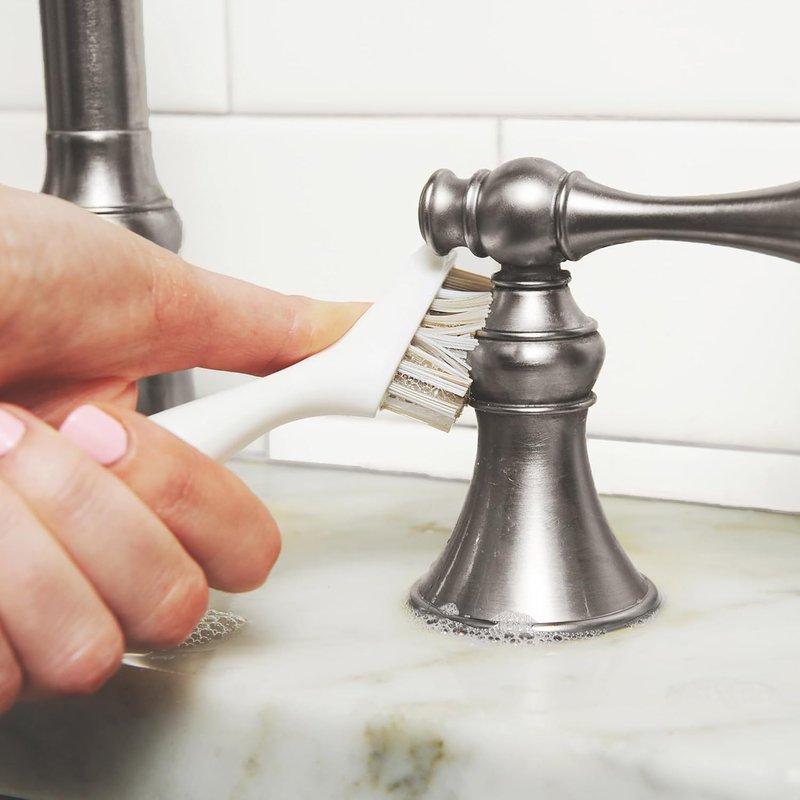 Full Circle Micro Manager - Deep Cleaning Brush for Crevices & Grout | Tough Bristles, Sustainable Bamboo Handle, White