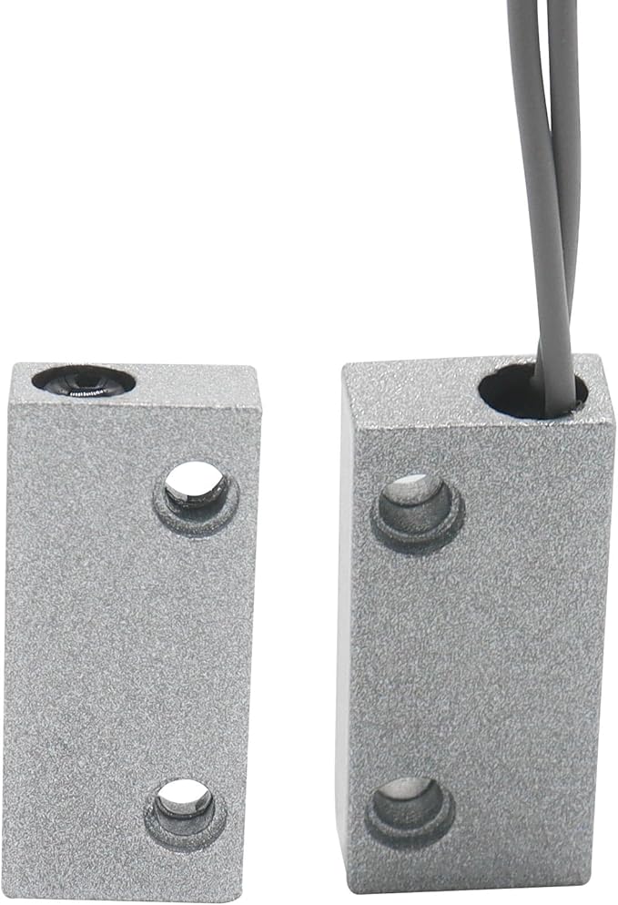FOCMKEAS Magnetic Reed Switch Wired Surface Mount Normally Open/Closed NC/NO Contact Sensor Alarm Magnetic Door Switch with 3 Wires, Zinc Alloy Sliver, MC-51