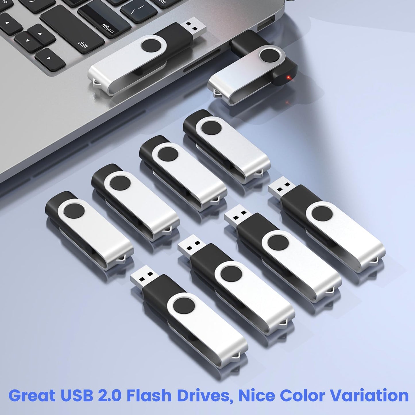 ABLAZE 4GB USB Flash Drive 20 Pack, USB 2.0 Thumb Drives with Lanyards Bulk Memory Sticks Pendrives 20PCS (Black)