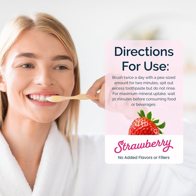 Dr. Jen Fluoride Free Toothpaste with 10% Premium Nano Hydroxyapatite, Xylitol & Glycerin, Remineralizing Daily Oral Care for Sensitive Teeth, Travel Essentials, Strawberry, 1 Pack