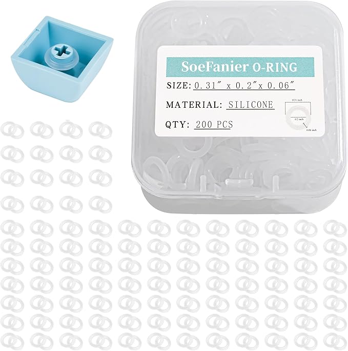 SoeFanier 200Pcs Clear O-Ring Switch Dampeners Keycap for Mechanical Keyboard Cherry Mx, White…