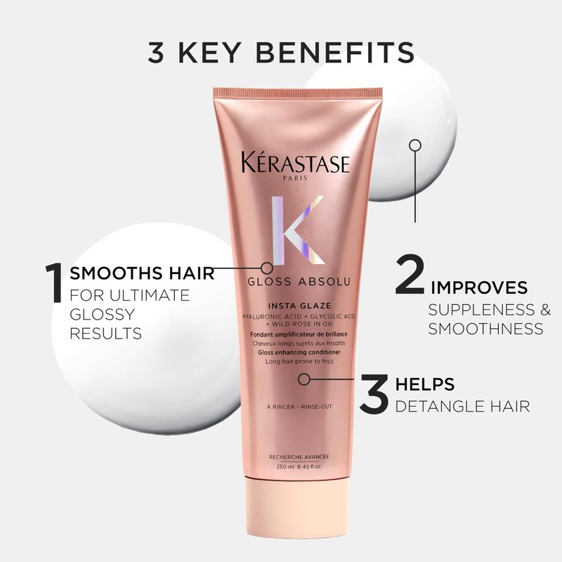 Kerastase Gloss Absolu High-Shine Anti-Frizz Conditioner - Deeply Hydrates & Detangles, Instantly Softens, For Glossy & Bouncy Hair, 8.45 Fl Oz