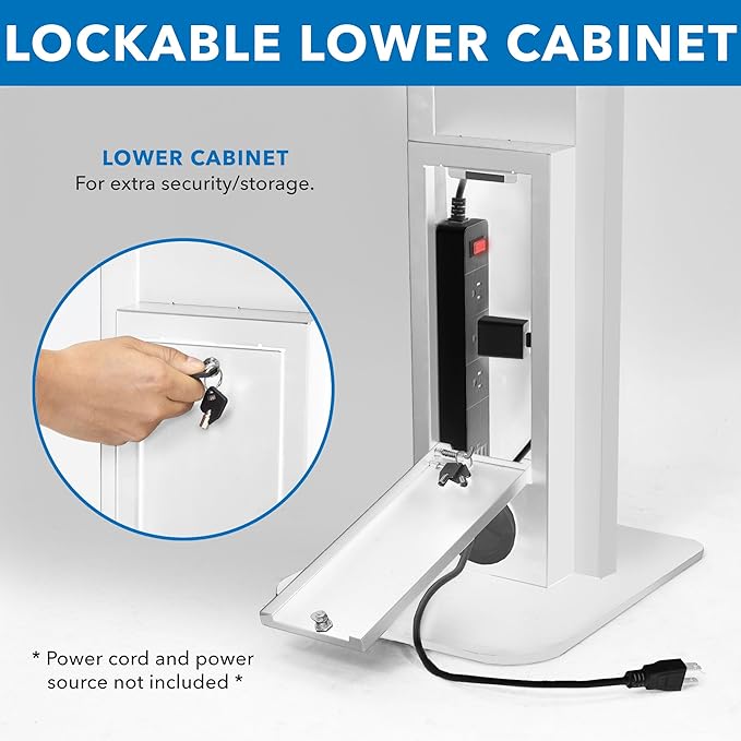 Mount-It! Anti-Theft iPad Floor Stand Kiosk, Locking Tablet Floor Stand for iPad Gen 7–11 & A16, Air & Pro (10.2"–11"), Commercial Kiosk for Retail, Lobby & Trade Show, White