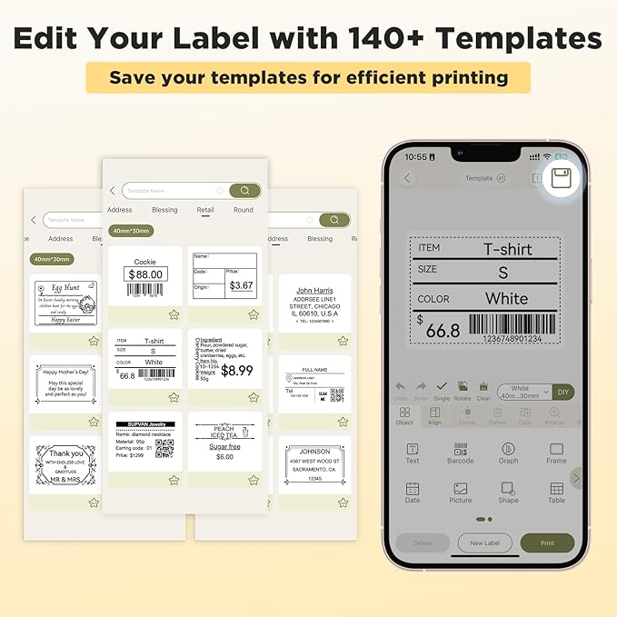 SUPVAN T50M Pro Bluetooth Label Maker Machine with 3 Tapes, Wide Waterproof Label, Versatile App with 30+ Fonts and 660+ Icons, Inkless Labeler for Home, Kitchen, School, Office Organization, Set 1
