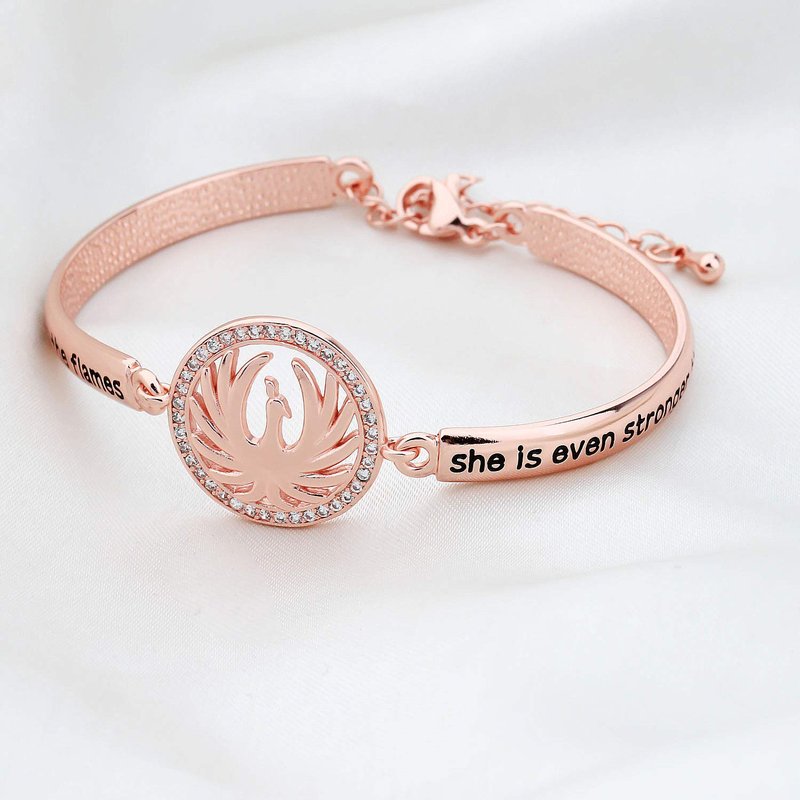 CYTING Phoenix Inspirational Quote Bracelet - Motivational Bird Jewelry Gift - When the Phoenix Rises From the Flames She Is Even Stronger Than Before