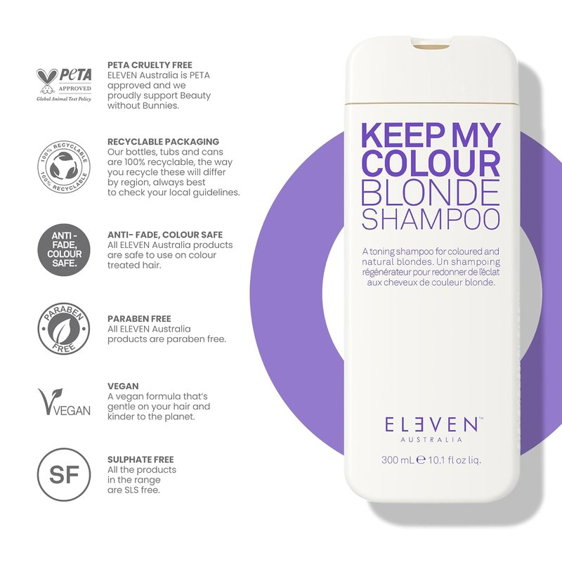 Keep My Colour Blonde Shampoo - Purple Toning Shampoo for Blonde & Color-Treated Hair | Sulfate-Free, Blue Base
