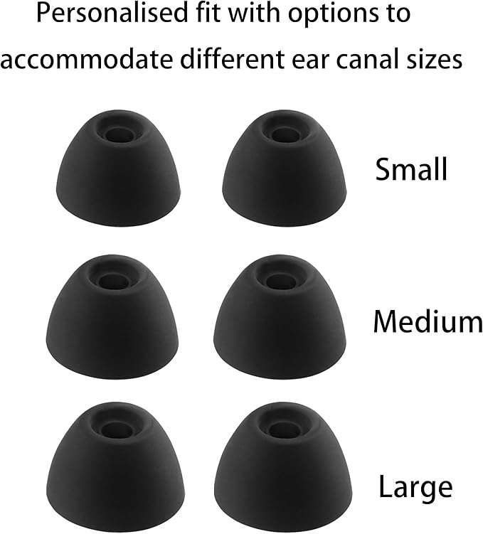 NANLANFAN Replacement Silicone Ear Tips for Ray-con E25, Ray-con Everyday/Fitness Earbuds, 9 Pairs (S/M/L, Black)