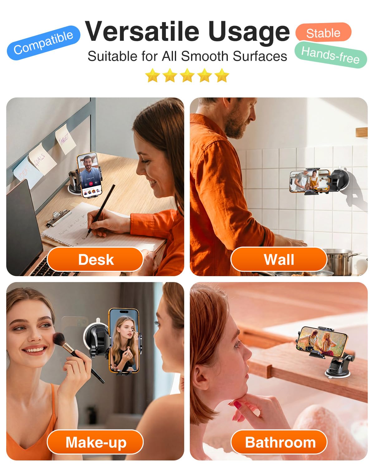 VANMASS Car Phone Holder 2026 Ultimate Military-Grade Strongest Suction & Clip Windshield Dashboard【Newest Best Strongest】 Cell Phone Shower & Wall Mounts for iPhone 17 Pro Max 16 15 14 13 Android